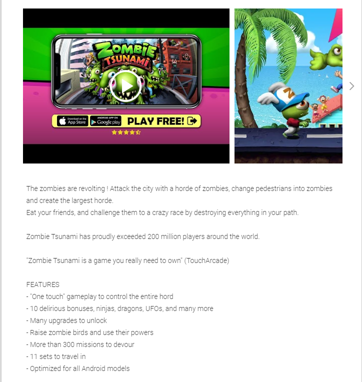 mobile game zombie tsunami app store description