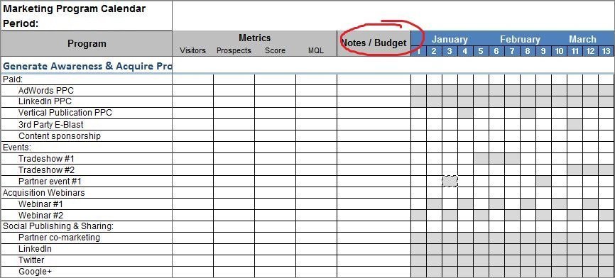 marketing program calendar
