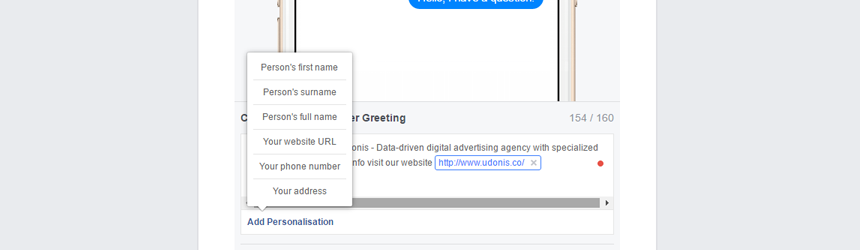 Facebook instant replies - Personalization on messenger Udonis