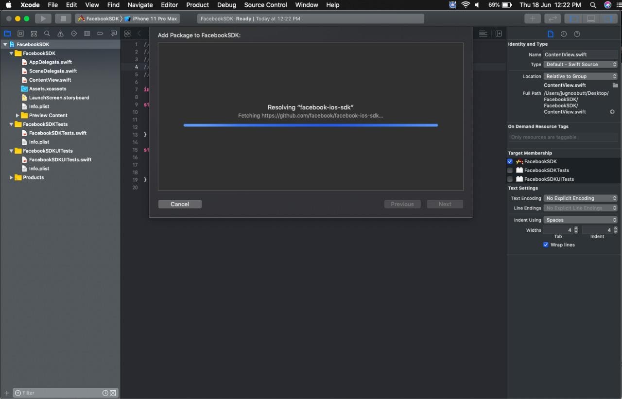 add package facebook sdk