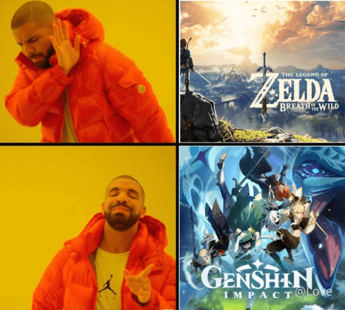 genshin impact vs legend of zelda meme