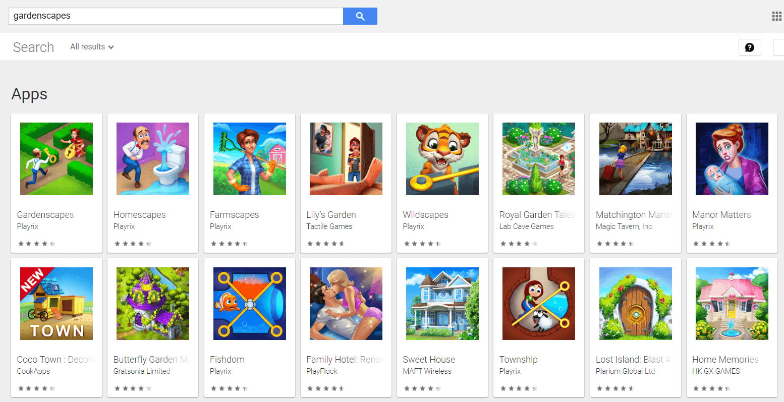 gardenscapes similar titles in the google play store