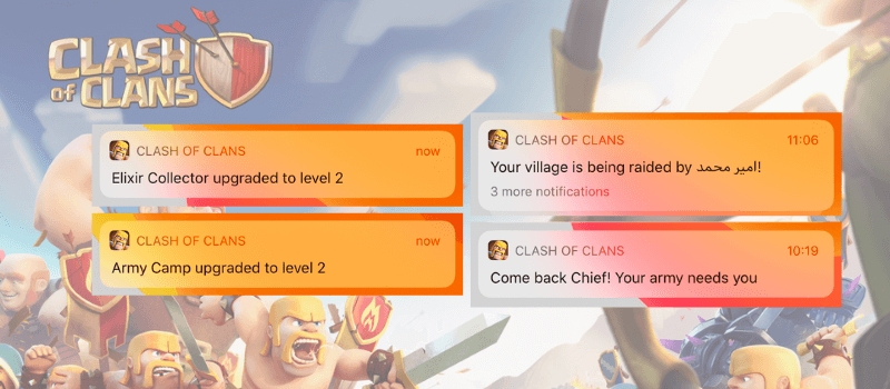 clash of clans push notifications