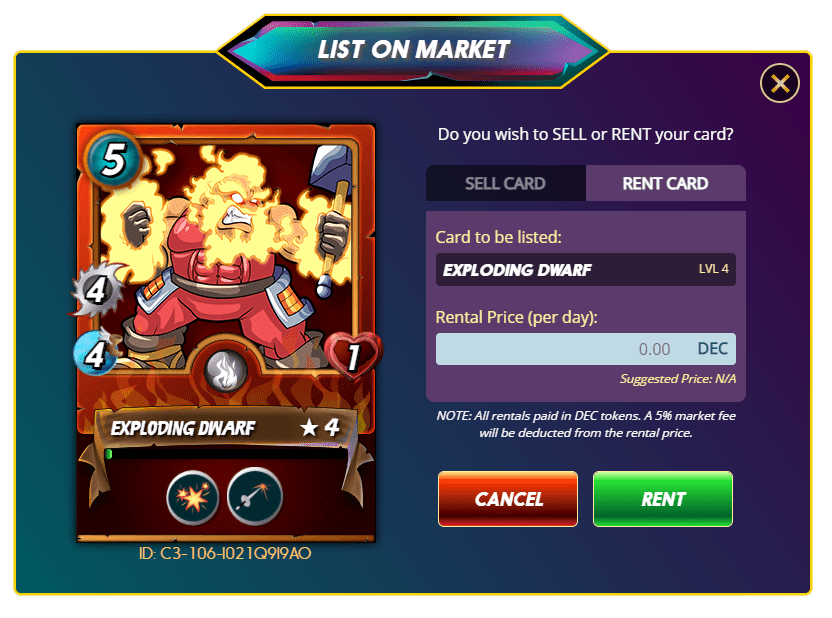 rent cards in splinterlands