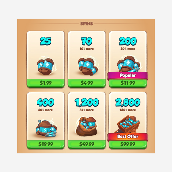 coin master monetization spins store pricing