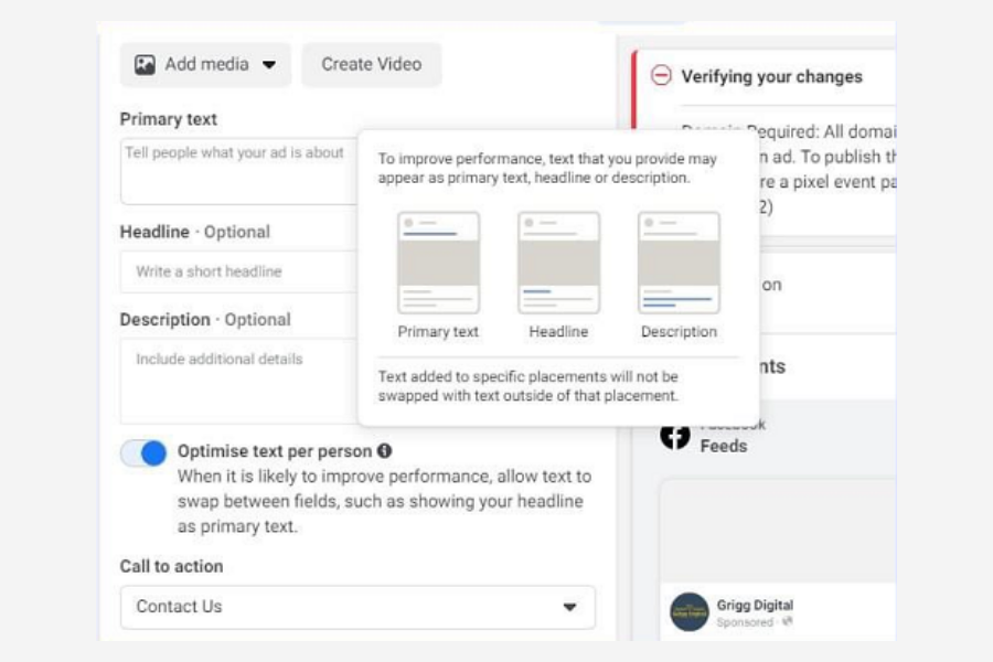 optimize text per person facebook ads manager updates