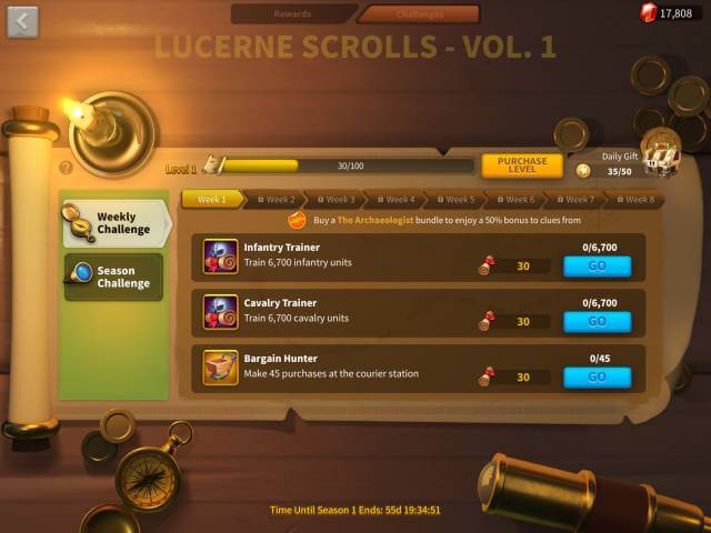 rise of kingdoms battle pass lucerne scrolls