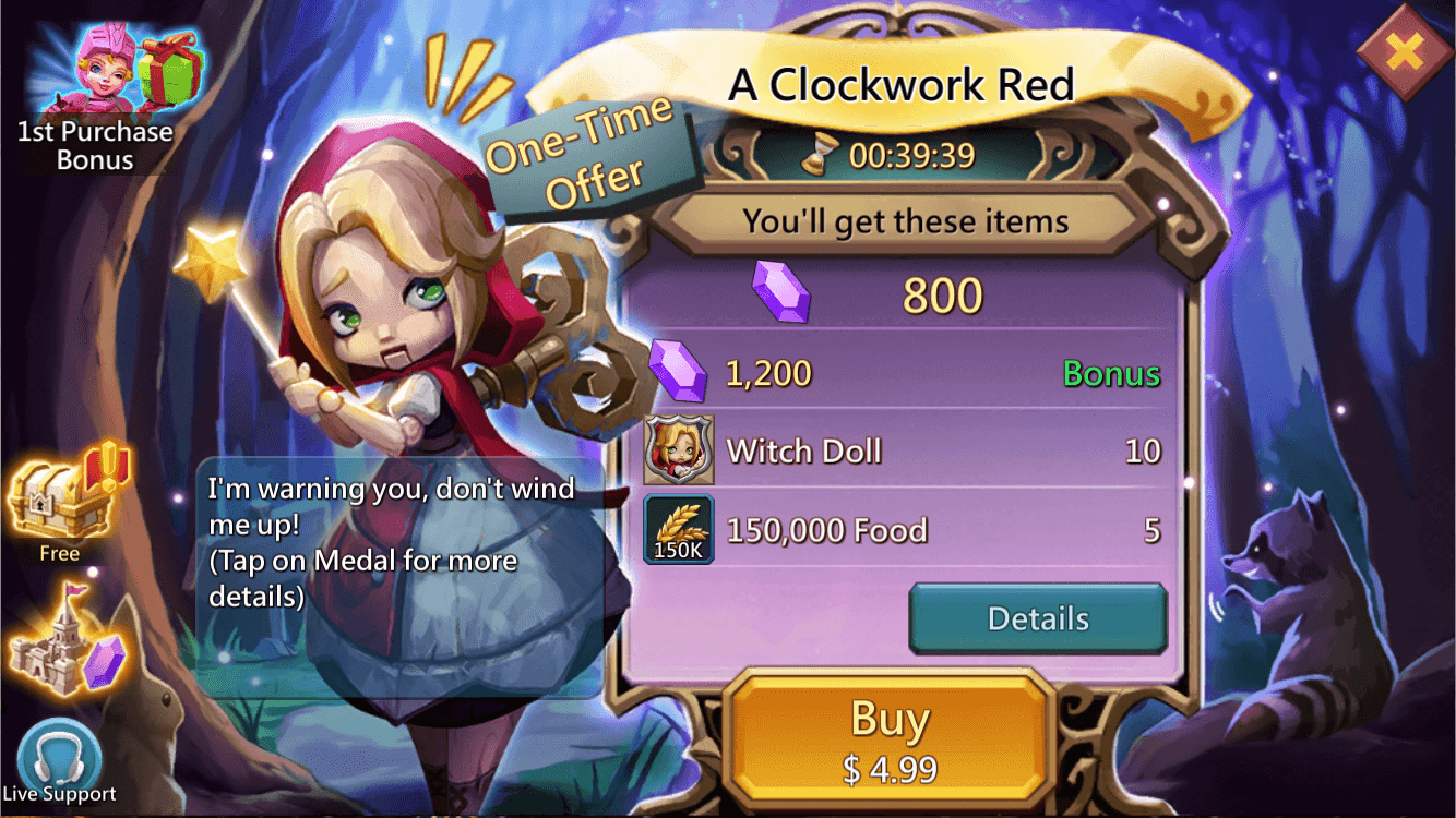  in app purchase offer a clockword red