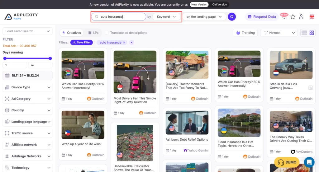 AdPlexity ad spy tools