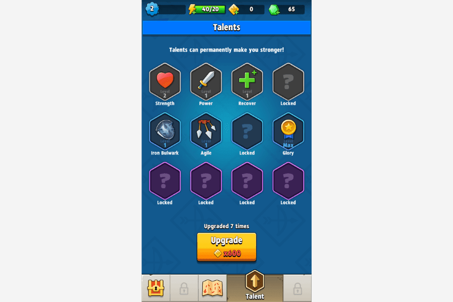 archero talents RPG feature