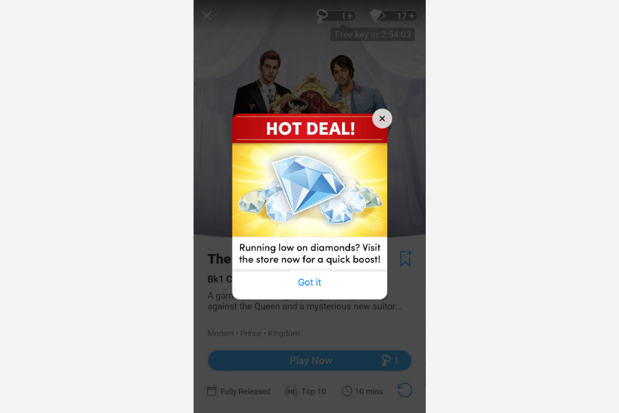 hot deal IAP pop up choices