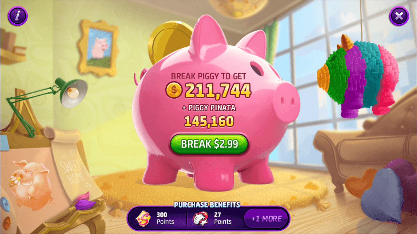 slotomania piggy bank game monetization features